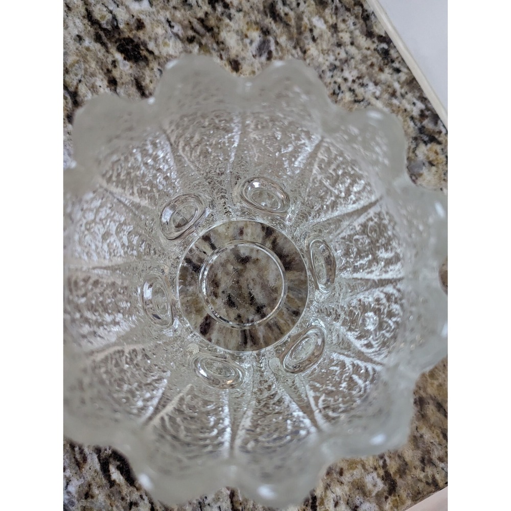 Vintage Vase Container Unique Clear Textured Glass Coral Floral Design Heavy - Picture 5 of 8